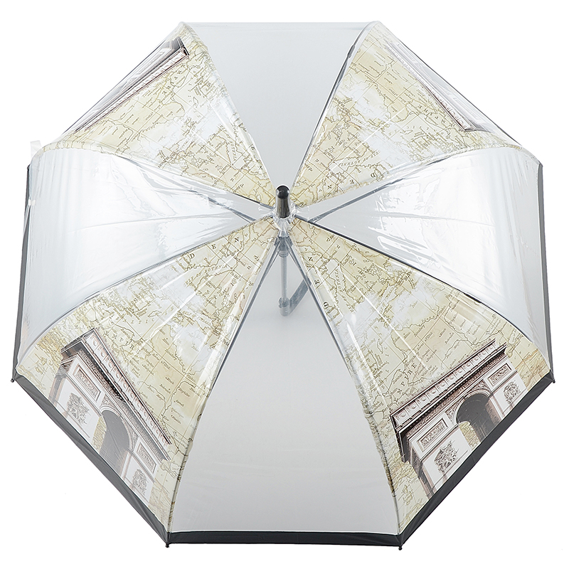 Matériau transparent parapluie rian dôme ouvert auto parapluie droit apollo