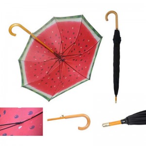 Parasol droit avec manche double et manche en bois