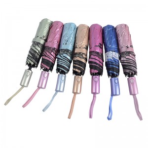 Matériau de couleur UV rose avec fonction d'ouverture complète du parapluie 3 plis