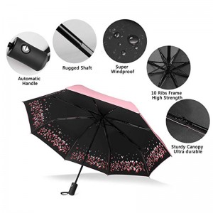 Parapluie personnalisé avec motif noir et revêtement noir avec protection UV Parapluie triple