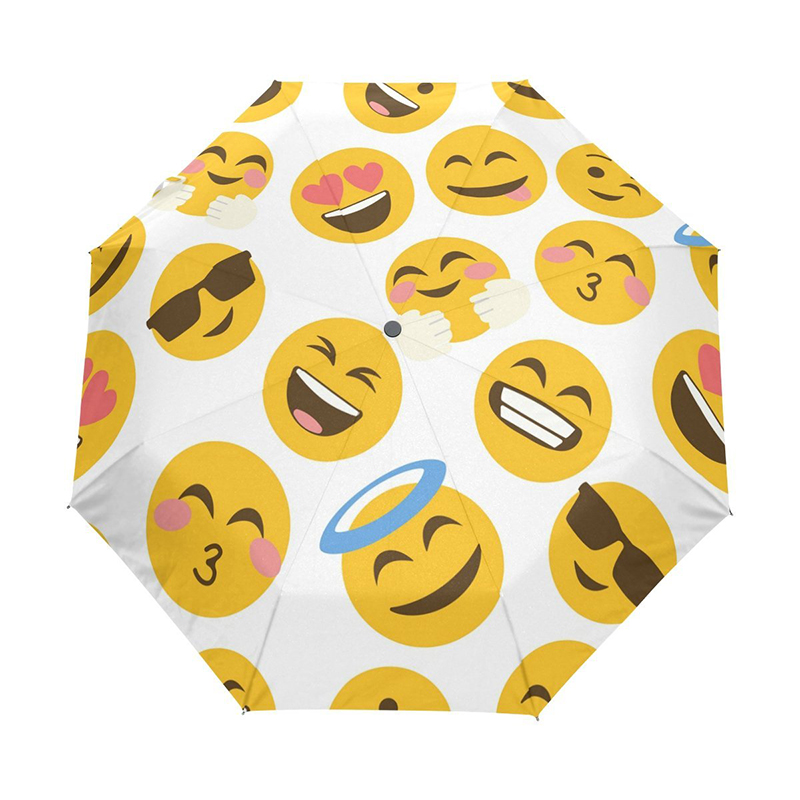 Magnifique impression personnalisée moins cher Emoji parapluie entièrement automatique 3 pliage