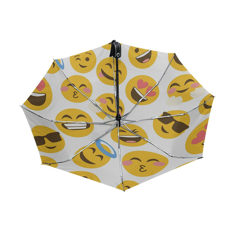 Magnifique impression personnalisée moins cher Emoji parapluie entièrement automatique 3 pliage