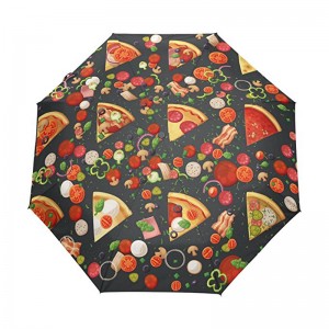 Pizza funny printing Article personnalisé de cadeaux promotionnels logo personnalisé imprimer 3 fois parapluie ouvert et auto fermé