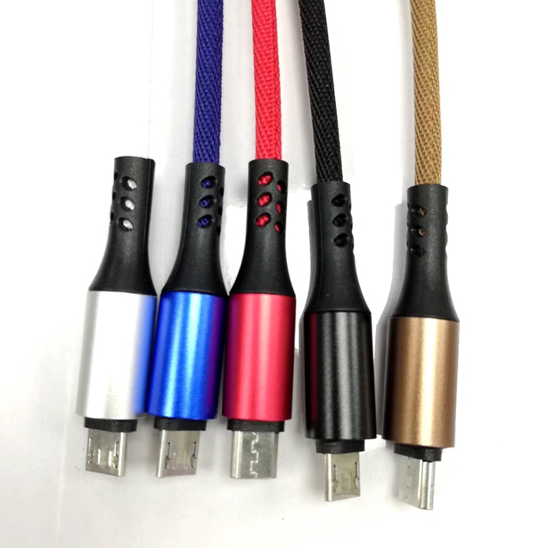 Câble de données micro à USB 2.0 rond tressé à charge rapide pour charge et synchronisation micro USB, type C, iPhone