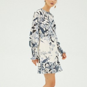 2022 Vanille à manches longues mini robe d\'impression pour dame