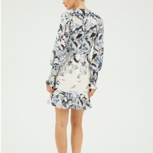 2022 Vanille à manches longues mini robe d\'impression pour dame