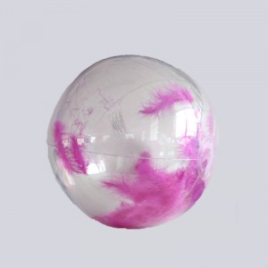 Ballon de plage transparent gonflable paillettes / plumes