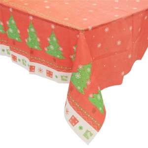 Taille et couleur faites sur commande nappe de rectangle de tissu de polyester de nappe de jour de Noël