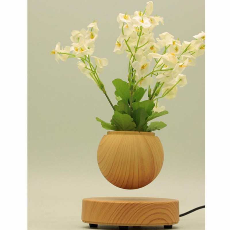 base ronde en bois lévitation magnétique air flottant pot de fleurs pot de fleurs