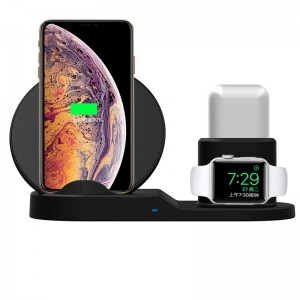 KPS-9302HC 3in1 qi rapide 10W montre smartphone écouteur chargeur de bureau sans fil