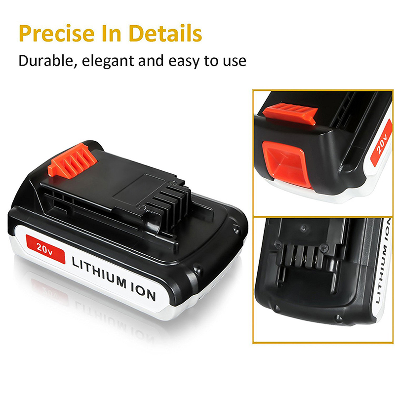 Batteries de remplacement sans fil Li-ion 2000mAh 20V pour Black u0026 Decker LB20, LBX20, LBX4020, LB2X4020