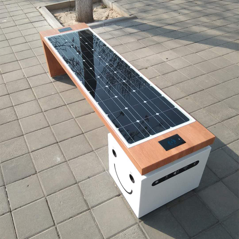 Chargeur de téléphone de produit d'énergie solaire de banc de parc en métal intelligent et équipement de publicité