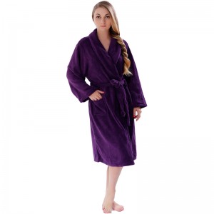 Peignoir en molleton de couleur unie pour hommes, femmes, pyjama