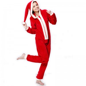 Costume de Noël à capuche en laine polaire pour femme Onesie