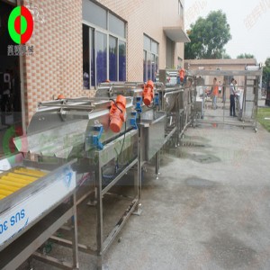 Grande chaîne de production d'épluchage et de découpe de fruits et légumes