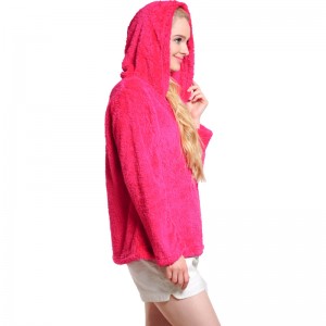 Sweat à capuche zippé femme en molleton rose chaud