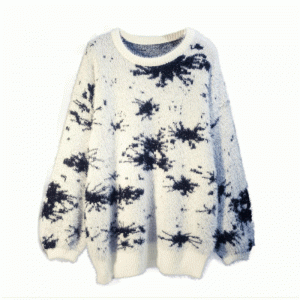 Pull long en maille jacquard de laine de vison imitation 2019