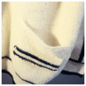 2019 plus récent lâche imitation vison rayures cardigan dames pull jacquard