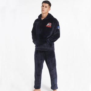 Ensemble de pyjama en molleton de luxe en flanelle brodé pour hommes