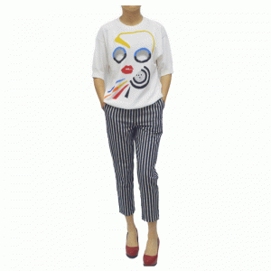 Chandails tricotés minces d'été adaptés aux besoins du client de jacquard de lèvres rouges