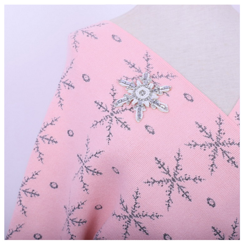 2018 dames chaudes slash cardigan tricoté appliques flocon de neige chaud strass