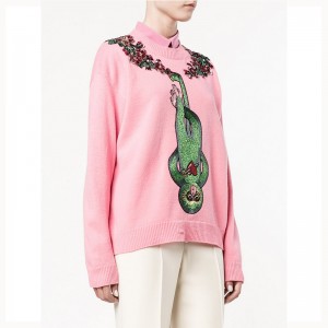 Dames drôles de singe appliques perlées décorées pulls pull ras du cou