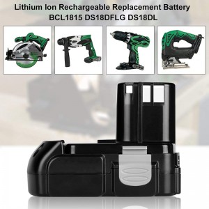 Batteries de perceuse électrique de repalcement de Li-ion 18V 2000mAh pour Hitach BCL1815, BCL1820