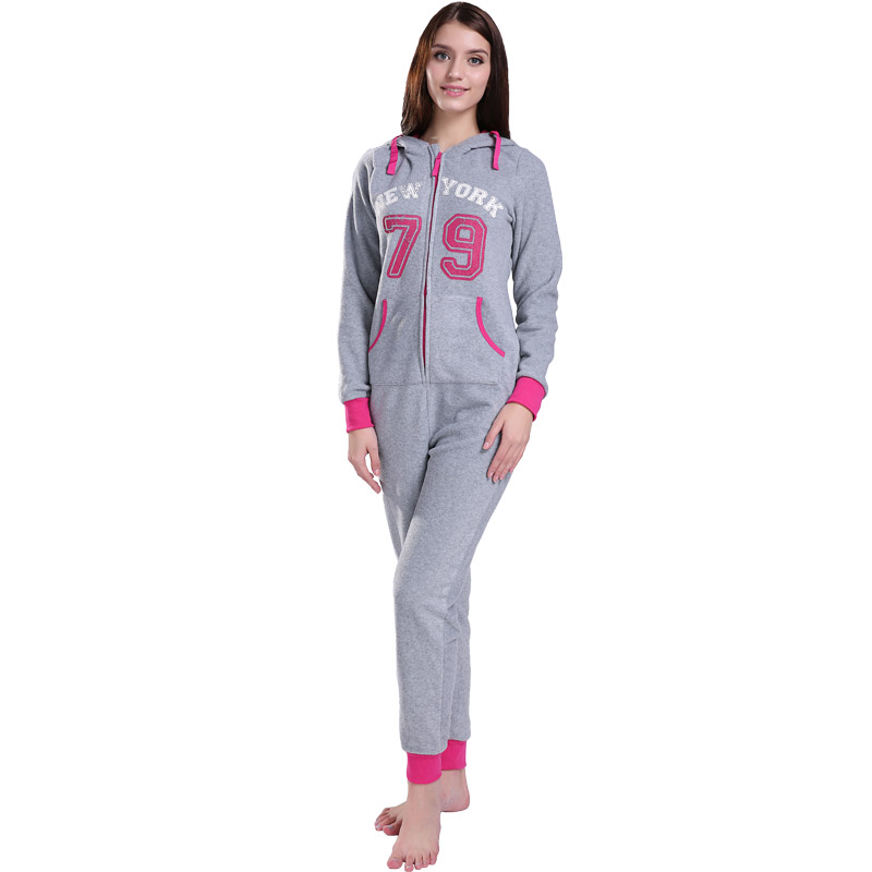 Ensembles de pyjama à capuchon Onesie à capuchon en microfibre pour adultes pour femmes