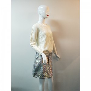 PULL EN TRICOT BLANC POUR FEMME RLWS0020F