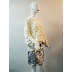 PULL À CROCHET BLANC POUR FEMME RLWS0021F