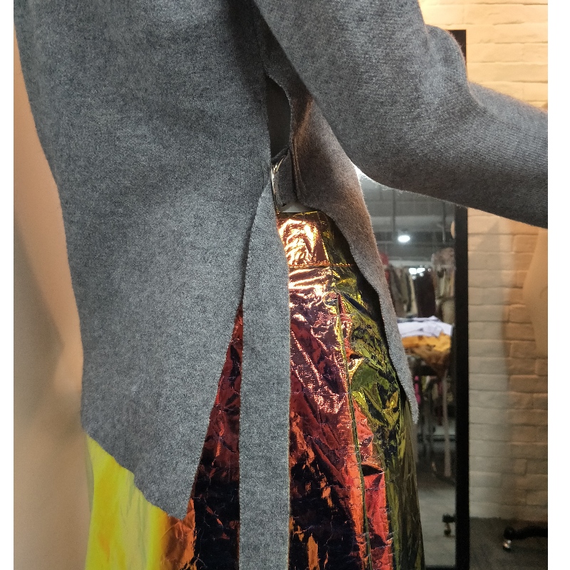PULL GRIS CÔTÉ FENDU RLWS0038F