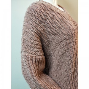 PULL MÉTALLIQUE ROSE V-NECK RLWS0049F