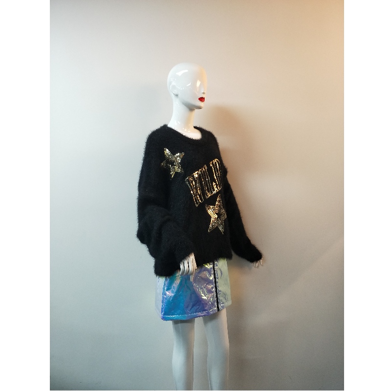 PULL À IMPRIMÉ ÉTOILES NOIR RLWS0056F