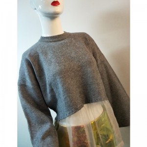 PULL GRIS DENTELLE HEM RLWS0073F