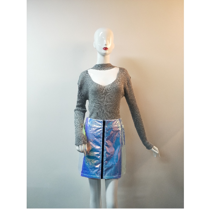 PULL GRIS POUR FEMMES RLWS0085F