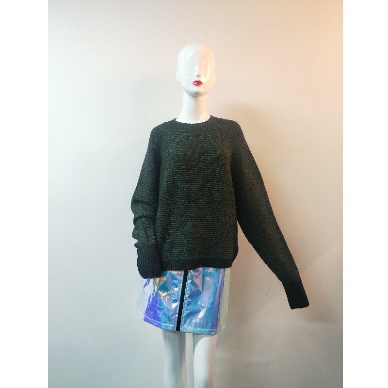 PULL CREW POUR FEMME VERT ET NOIRE RLWS0087F