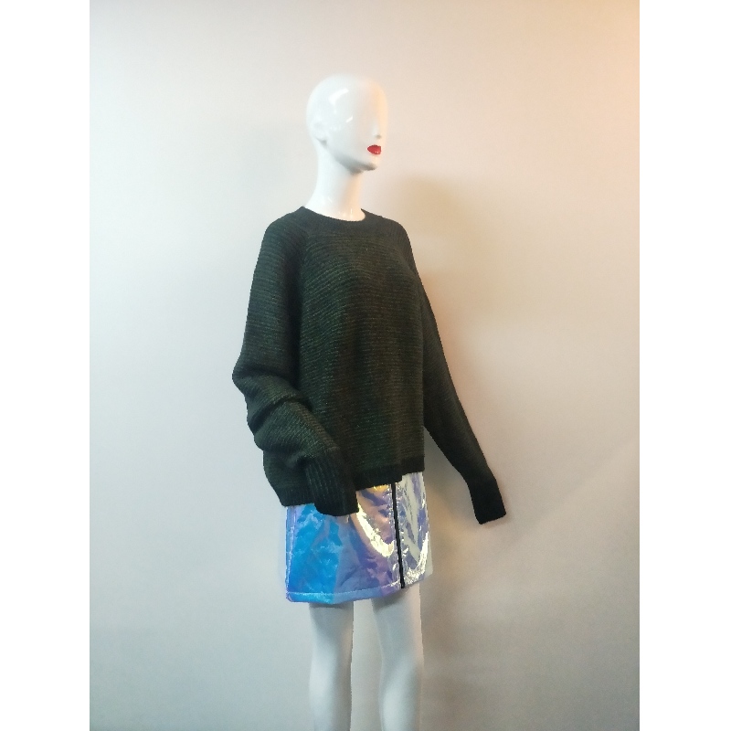 PULL CREW POUR FEMME VERT ET NOIRE RLWS0087F