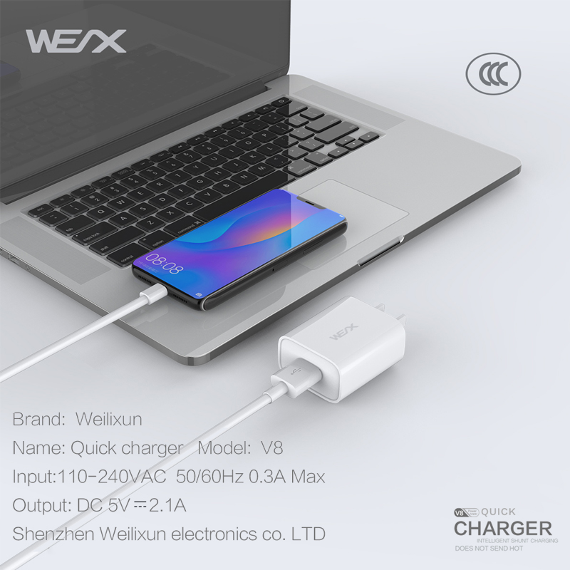 WEX - Chargeur de voyage V8, chargeur mural, adaptateur secteur