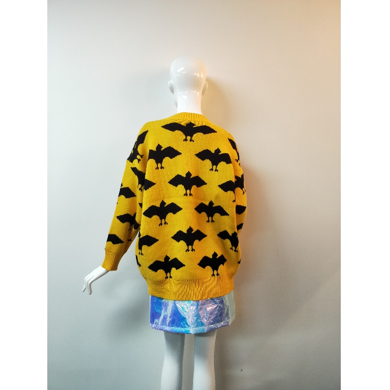 PULL JAUNE PEINT POUR FEMMES RLWS0124F