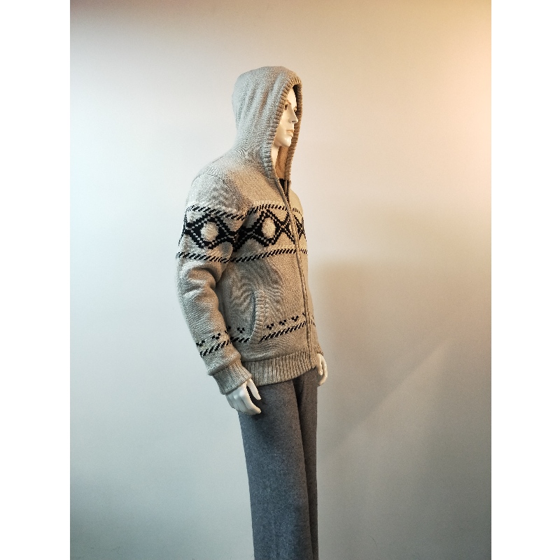 MANTEAU À CAPUCHE IMPRIMÉ GRIS RLMS0066F