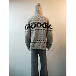 MANTEAU À CAPUCHE IMPRIMÉ GRIS RLMS0066F