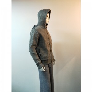 MANTEAU PULL GRIS À CAPUCHE RLMS0069F