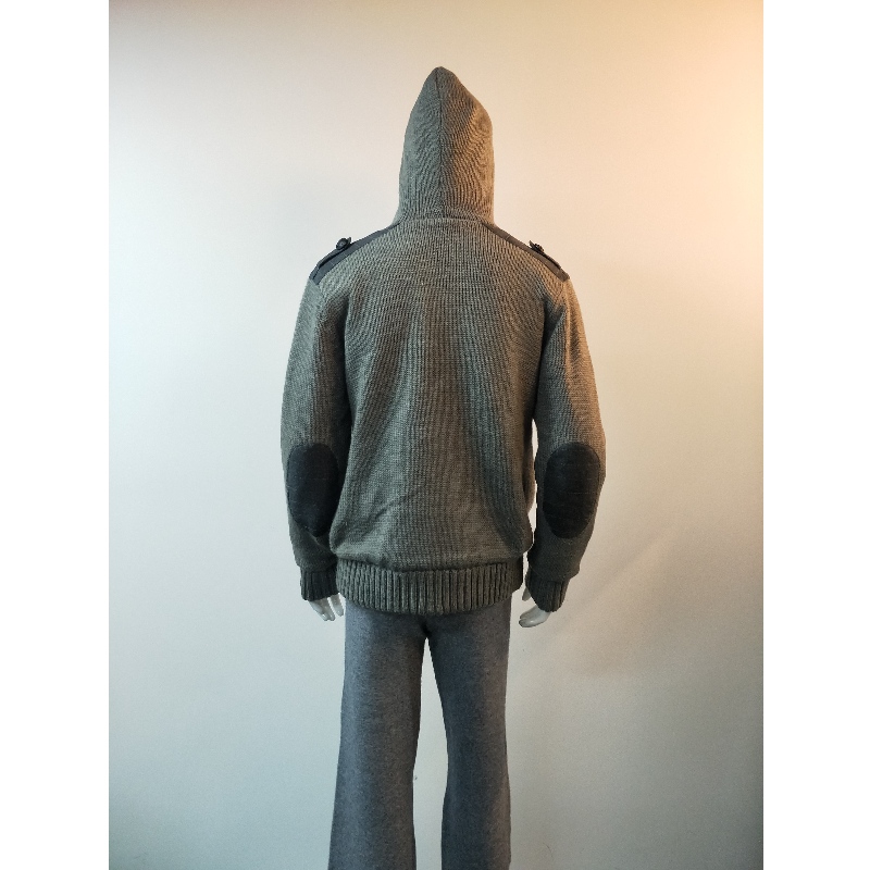 MANTEAU PULL GRIS À CAPUCHE RLMS0069F