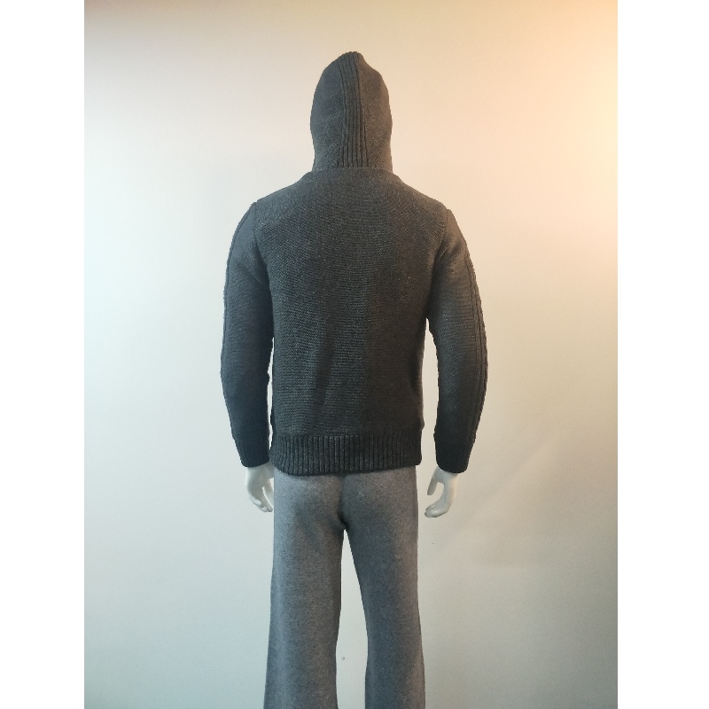 MANTEAU PULL NOIR À CAPUCHE RLMS0071F