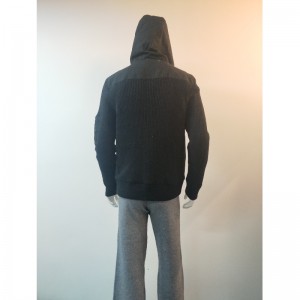 MANTEAU PULL NOIR À CAPUCHE RLMS0074F