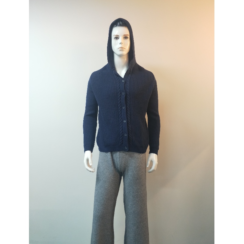 CARDIGAN À CAPUCHE MARINE RLMS0079F