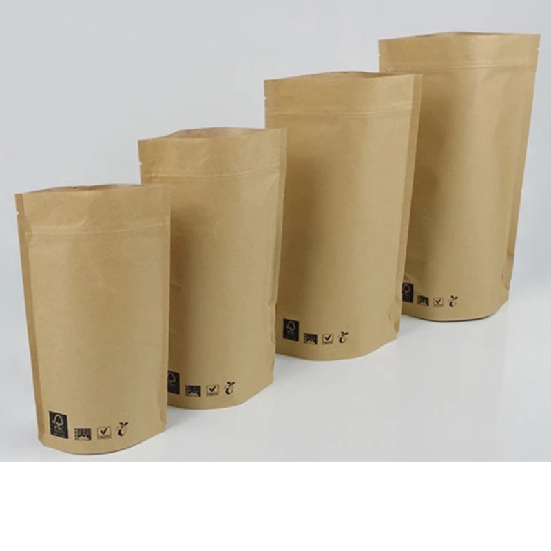 emballage biodégradable et recyclable sacs kraft 100g 250g 500g etc.