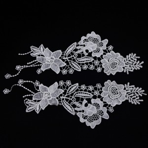 Dentelle # 1 décolleté, dentelle de soie de lait, dentelle de polyester / nylon, dentelle de coton