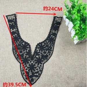 Tissu d'applique de collier de dentelle florale noire DIY de femmes élégantes pour la robe