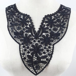 Tissu d'applique de collier de dentelle florale noire DIY de femmes élégantes pour la robe